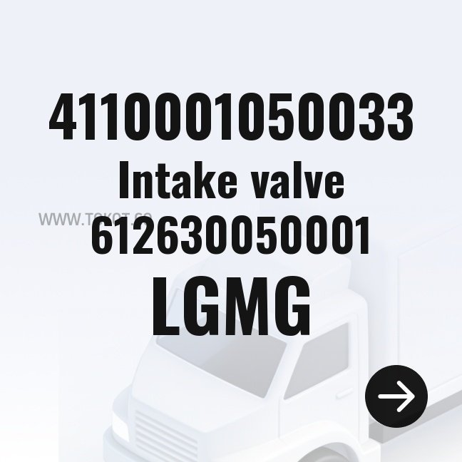 LGMG Intake valve 612630050001 4110001050033 - Genuine Mining Truck Part